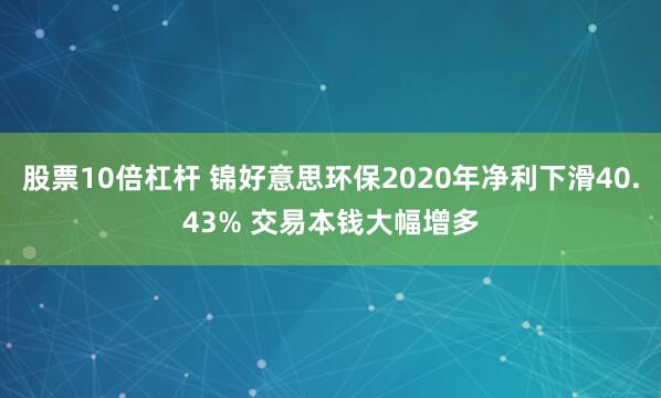 股票10倍杠杆 锦好意思环保2020年净利下滑40.43% 交易本钱大幅增多