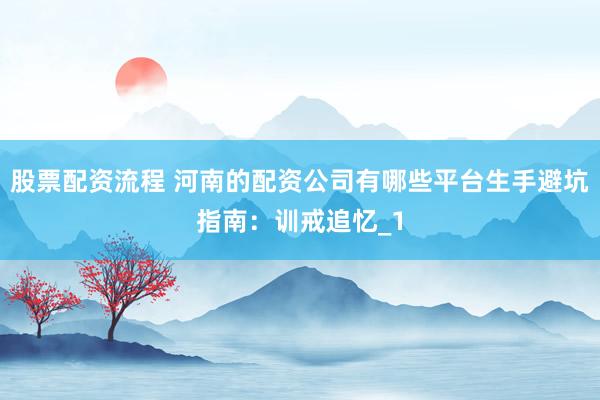 股票配资流程 河南的配资公司有哪些平台生手避坑指南：训戒追忆_1